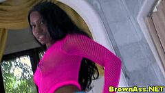 beautiful ebony babe bends over for cumshot in bath