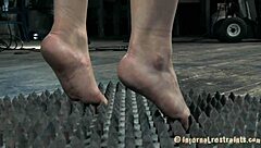 Bound babe uses toys on pussy in POV