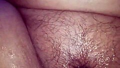 Outdoor pussy fingering close up view