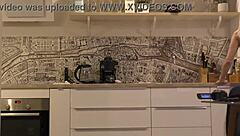 Hot babe girlfriend FLASHES pussy and tits in KITCHEN for AUDITION in sundress covering nothing