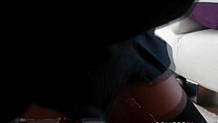 Christen Courtney, the femdom, rides her submissive's dick in uniform, spitting and giving footjob