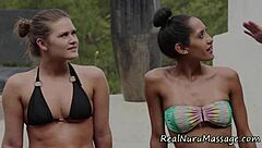 Sexy masseuse face spunk