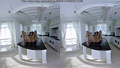 chocolate candy girl spreads close up on desk in vr