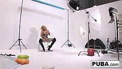 Sexy Babe Masturbates During Photoshoot With Big Tits And Ass