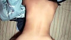 wow, what a good ass on this skinny brunette bent over for monster cock doggystyle!