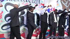 Asian Slut Takes Massive Bukkake Facial from Interracial Gangbang Group. Her Handjob Skills Drive Monster Cocks Wild.