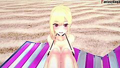 I found Marin Kitagawa on the beach, and she sucked my cock