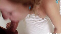 Blonde girl next door joins wild party for deepthroat fun