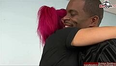 Watch this blonde milf fuck in an interracial threesome