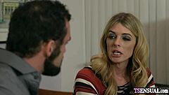 Slender Shemale's Hard Cock Anal Fucks Massage Guy