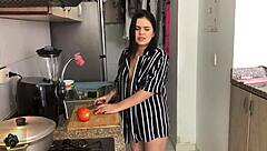 Horny Mother-In-Law Cooks Naked In The Kitchen