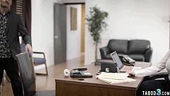 Huge titted milf secretary gives rough blowjob at work!