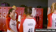 Haley Reed, Jaye Summers, Lily Jordan, Penelope Lick Pussy In Lesbian Reality Scene