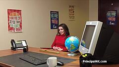 milf in lingerie talks to head teacher at office