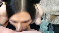 Cute tranny kitty sucks and rides cock