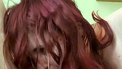 redhead slut bitch loves sucking cock closeup