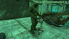 in fallout 4, sexy brunette gets good fuck from mutant with monster cock
