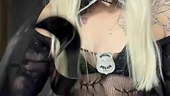 Is Sexy Blonde Pornstar Alina Modelista Ripping Clothes for Femdom Striptease?