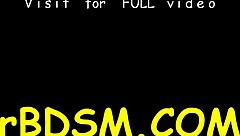 Demeaning a manacled girl in bondage and blowjob scene