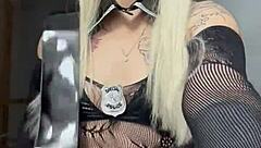 Is Sexy Blonde Pornstar Alina Modelista Ripping Clothes for Femdom Striptease?