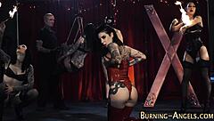 inked emo goth punk with tattoos masturbates and assfucks herself in fetish hd