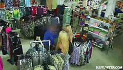 Pervert officer bangs shoplifter teen's tight pussy from below!