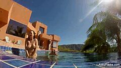 Abigail mac shows ass in pool