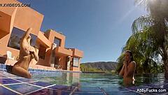 Abigail mac shows ass in pool