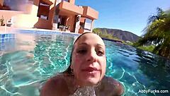 Abigail mac shows ass in pool