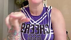 Curvy fat tattooed woman humiliates with toilet paper dirty talk