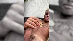 Young Gay Amateur Jerking Off on Balcony Handjob