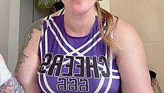 Curvy fat tattooed woman humiliates with toilet paper dirty talk