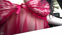 Sexy brunette's titties look great in this solo scene.