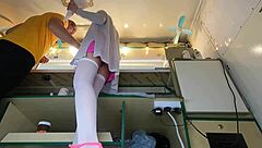 Boss Fixes Alice Panties for Better Pussy Display