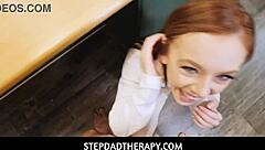 Risky Pussy Flash Under Table for Horny Stepdaughter, Stepdad?