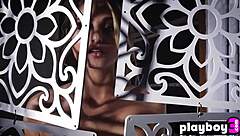 Lindsay Marie, this beautiful blonde milf model, strips in her black lingerie, showing off her big ass and pussy for a softcore tease