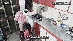 maid and owner caught on cctv sucking and fucking bent over in the kitchen, amateurs at play! 😈🍑