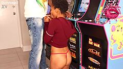 Petite Ebony Teen Sucks And Swallows Cum While Gaming