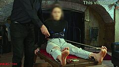 Dr. Lomp's brutal foot fetish caning leaves teen screaming in pain
