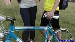 British mature woman PICKS UP cyclist in lingerie for DOGGYSTYLE FUCK