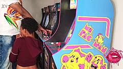 Petite Ebony Teen Sucks And Swallows Cum While Gaming