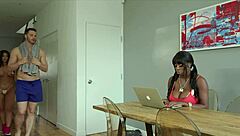 Ebony Mystique, Tru Kait role play threesome with doggystyle and monster cock