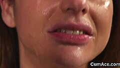 Horny Kitten Swallows Every Drop of Cumshot on Her Face in Blowbang