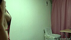 Busty Japanese Undresses from Dress to Micro Bikini on Webcam