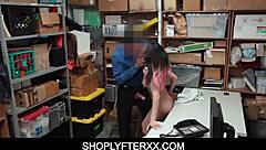latina shoplifter caught stealing by security guard. angel del rey faces deep consequences at the shop.