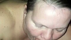 Deep throat cumshot action