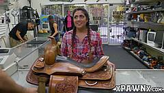 Young Latina Lexie Banderas performs blowjob at work