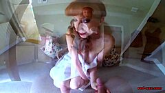 milf red tests out lipstick with redhead mature woman in pov scene with big tits and lipstick on mouth