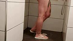 Erotic Shower Masturbation with Tattooed Blonde