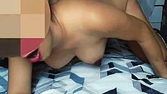 i watch the hot girl get fucked on all fours, she loves it, he cums on her ass.